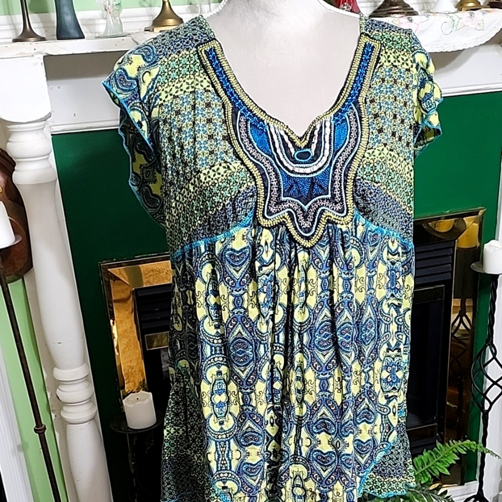 Cute Greens & Blues Top